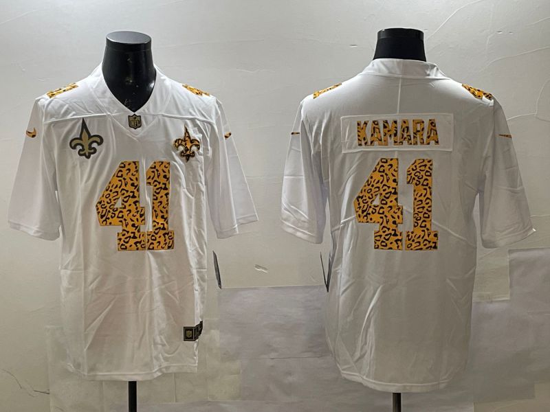 Men New Orleans Saints #41 Kamara White Panther pattern Nike 2025 Limited NFL Jersey style 4